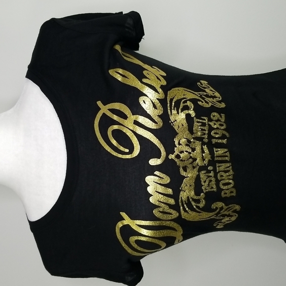 Dom Rebel Women's Tee-Shirt Size M Gold Angel Wing by Justin Svatina Black - Picture 3 of 4